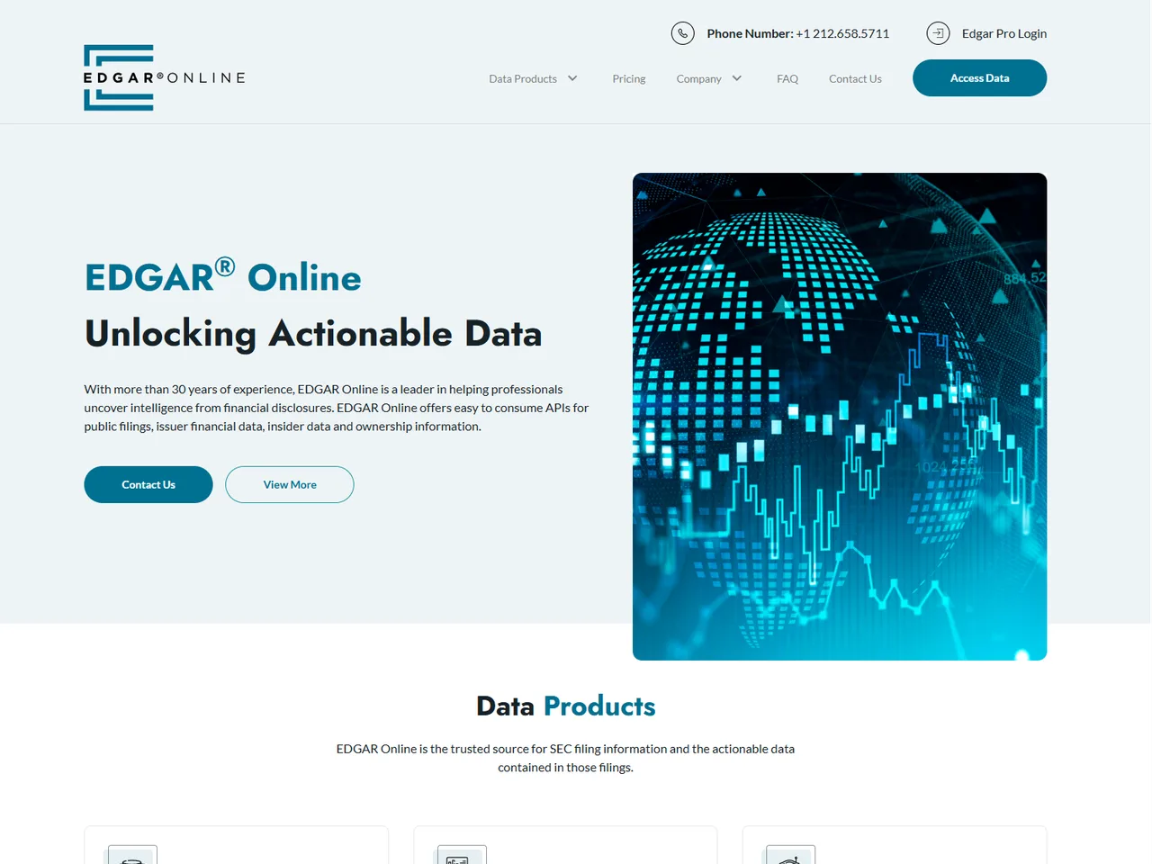 EDGAR Online — Web design & development on Storyblok for a financial-data platform