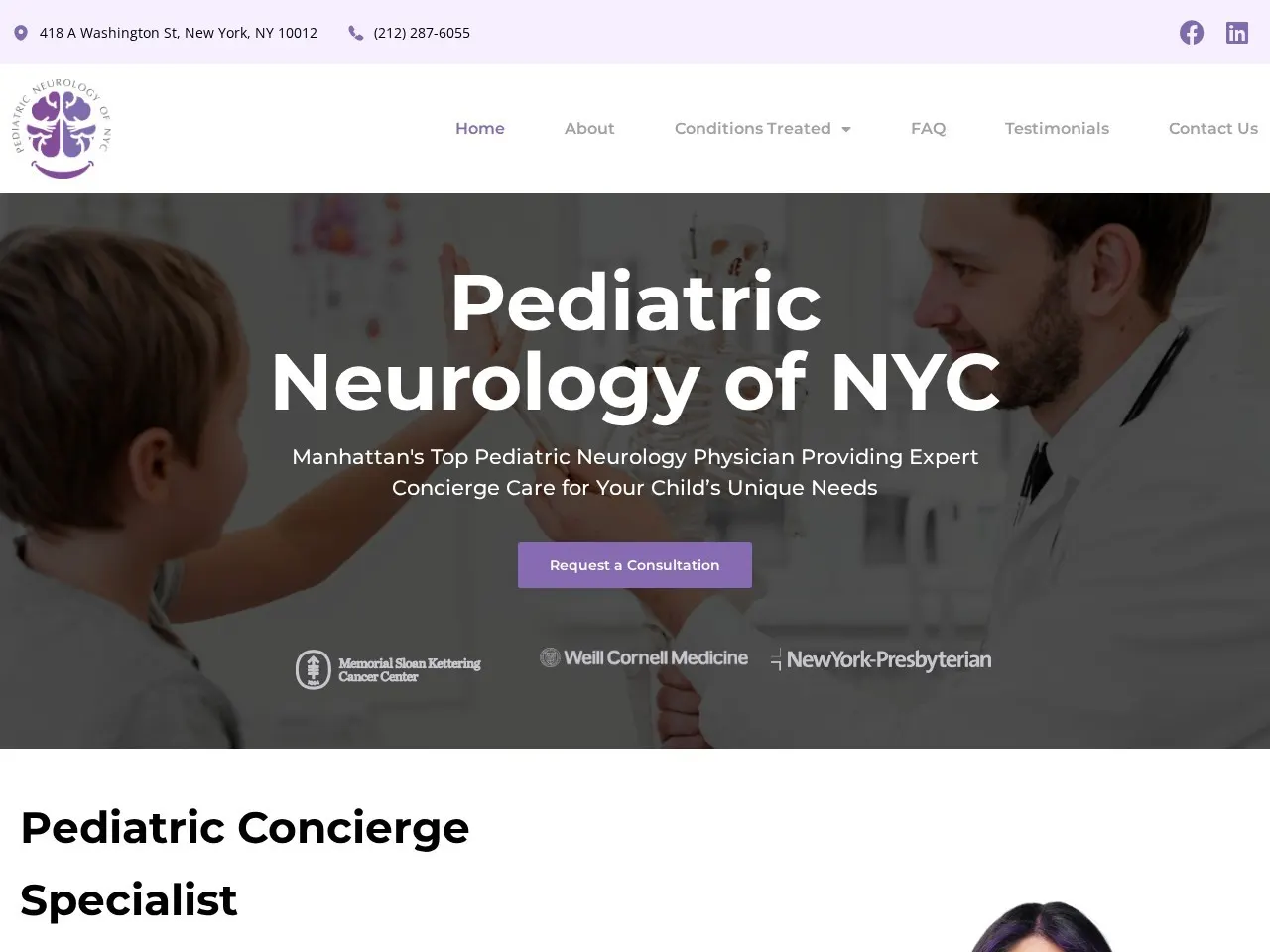 Pediatric Neurology of NYC — Custom website design and build for a NYC pediatric neurology practice