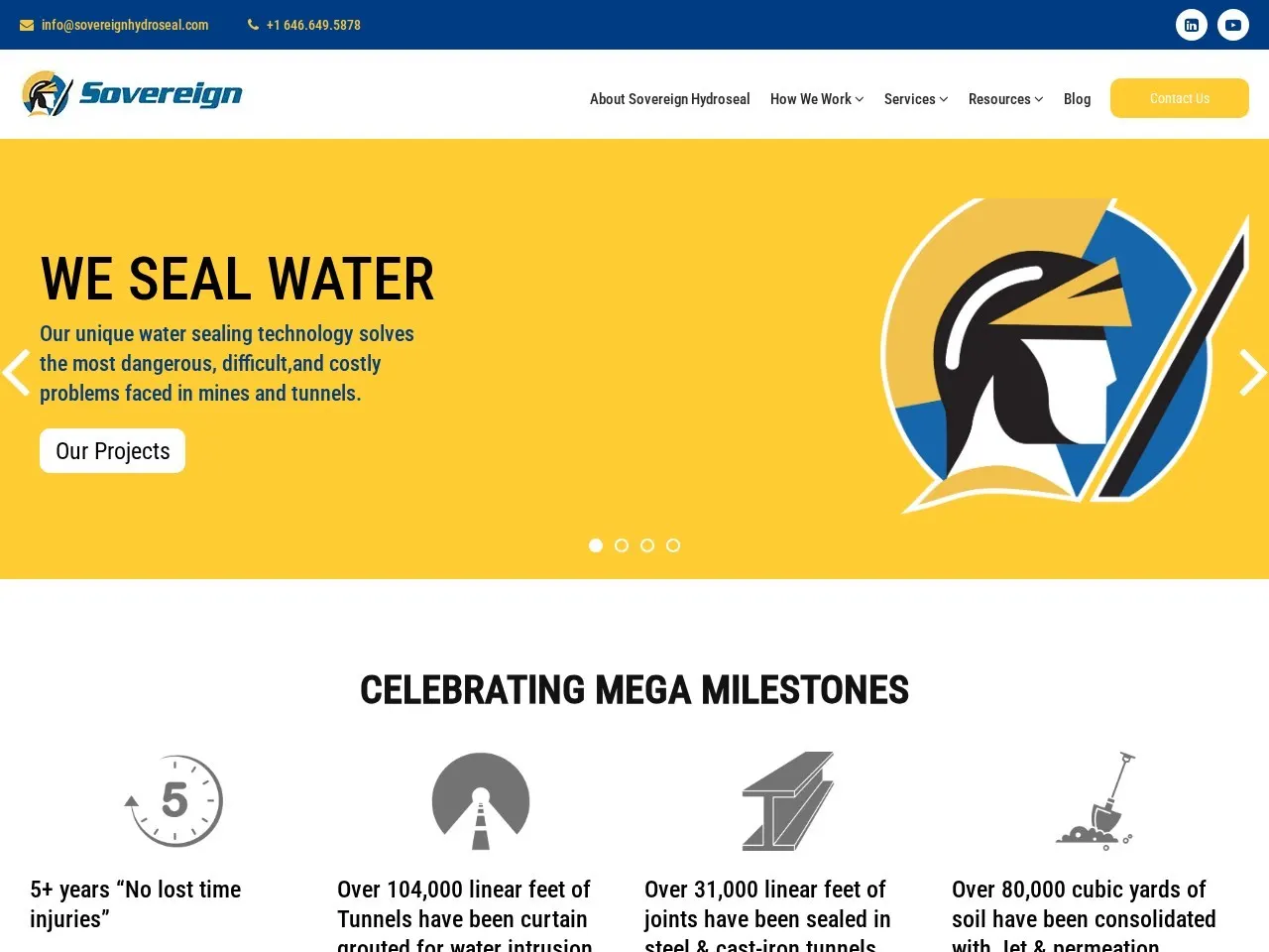 Sovereign Hydroseal — Website design and ongoing SEO for an infrastructure waterproofing contractor